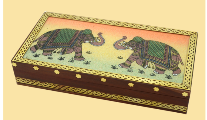 Lucky Elephant Crushed Gemstone Box - HalfMoonMusic