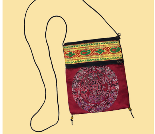 Embroidered Metallic Mandala Passport Pouch - HalfMoonMusic