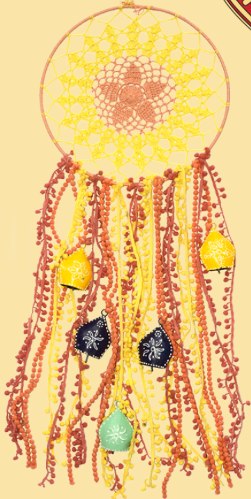 Sun Crochet Dreamcatcher with Bells - HalfMoonMusic