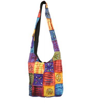 Cotton Patchwork Tie-Dye Symbols Bag - HalfMoonMusic