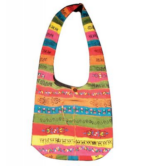 Cotton Rainbow Stripe Hobo Bag - HalfMoonMusic