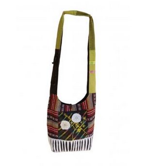 Cotton Razor Cut Patchwork Flower Bag - HalfMoonMusic