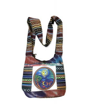 Cotton Patchwork Sun Moon and Tree Yin Yang Bag - HalfMoonMusic