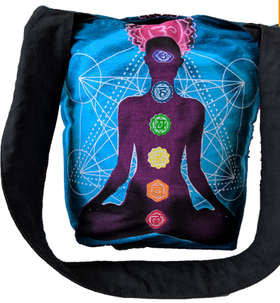 Cotton Canvas Lined Seven Chakra Sadu Bag - HalfMoonMusic
