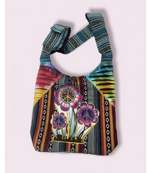 Cotton Patchwork Peace Flower Bag - HalfMoonMusic