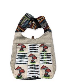 Cotton Razor Cut Patchwork Mushroom Print Bag - HalfMoonMusic