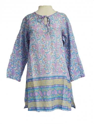Women's Floral Print Rayon Tunic Top - HalfMoonMusic