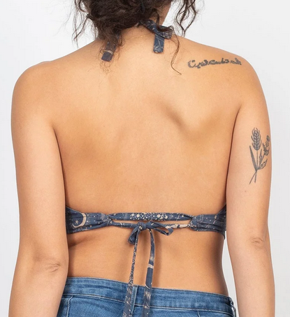 Women's Viscose Tie-Back Celestial Halter Top - HalfMoonMusic
