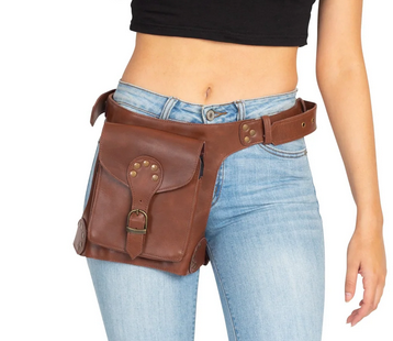 Holster Style Leather Rustic Belt Bag - HalfMoonMusic
