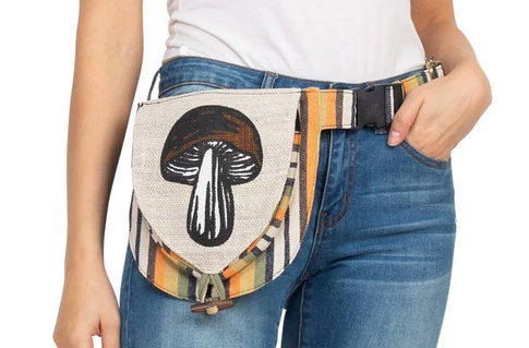 Rustic Cotton Hemp Striped Old School Design Belt Bag - HalfMoonMusic