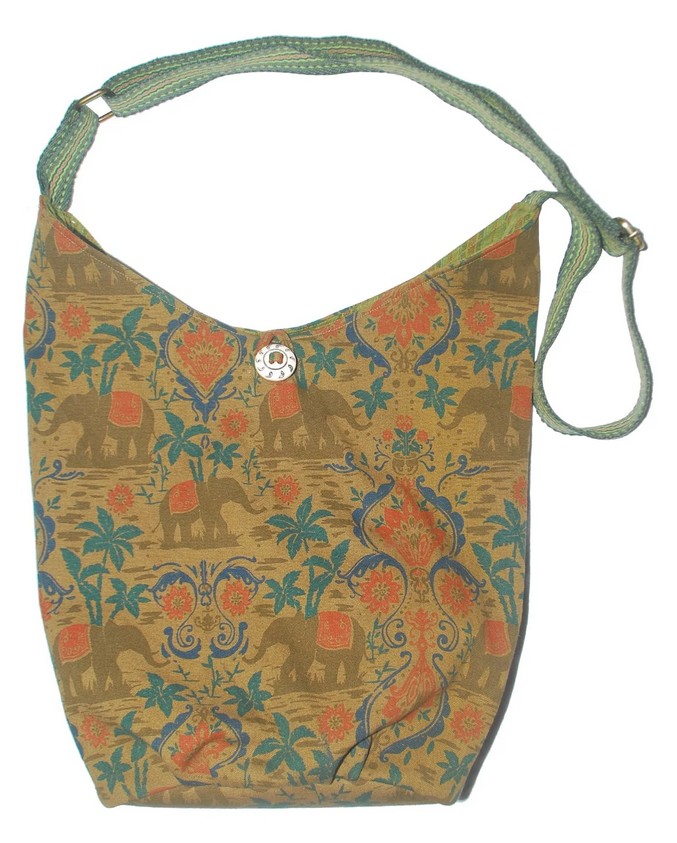 Cotton Old School Funky Print Cross-Body Hobo Bag - HalfMoonMusic