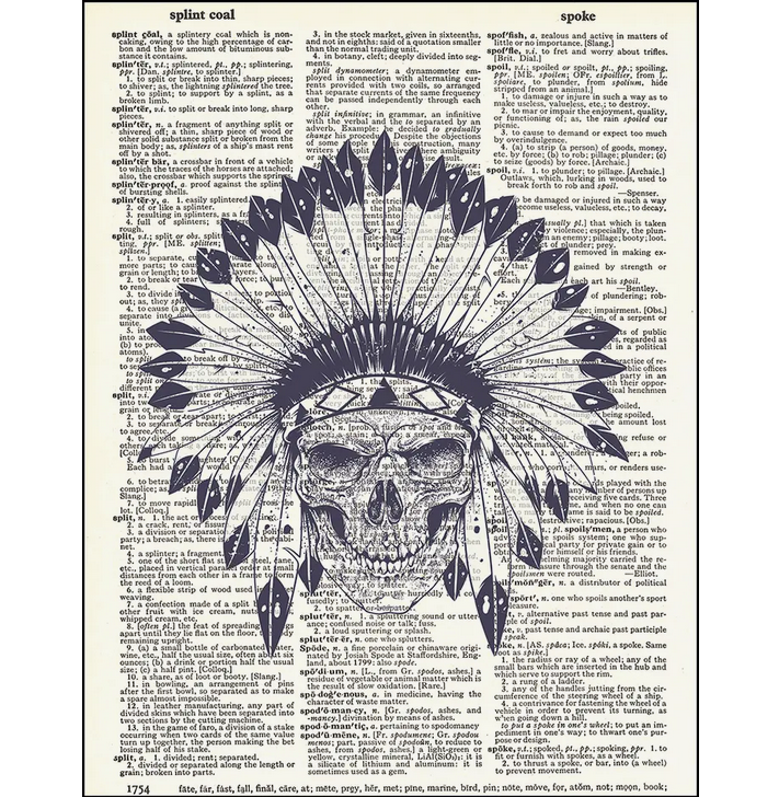 Native American Skull Dictionary Page Art Print - HalfMoonMusic