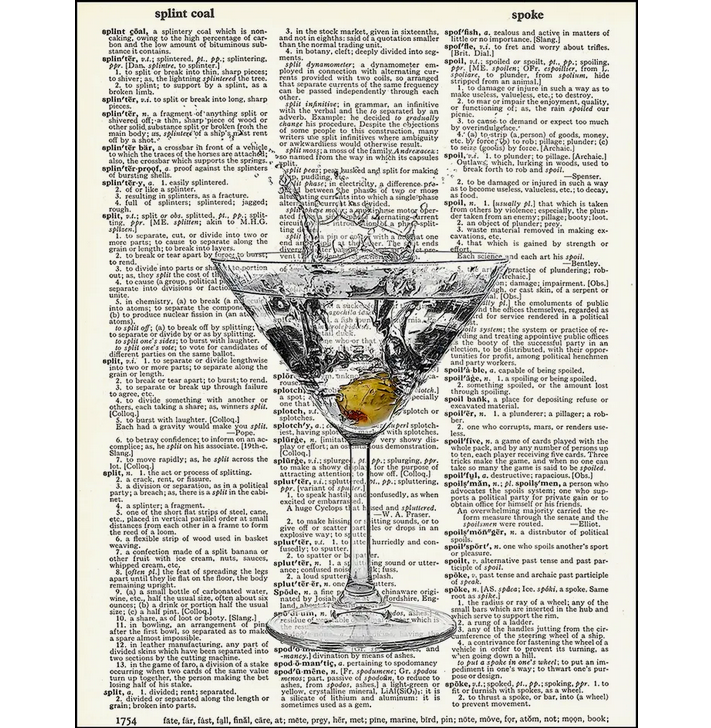 Martini Dictionary Page Art Print - HalfMoonMusic