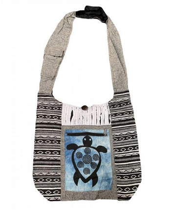 Cotton Patchwork Turtle Swirls Front Pocket Bag - HalfMoonMusic