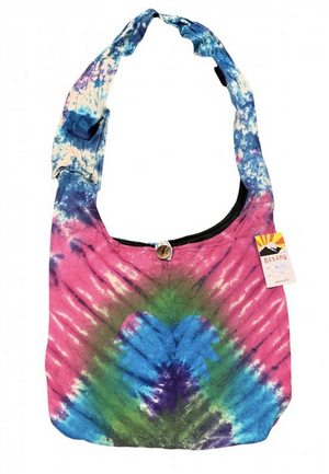 Cotton Tie-Dye Heart Hobo Bag - HalfMoonMusic
