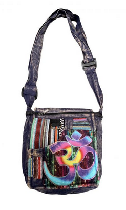 Cotton Patchwork Tie-Dye Om Print File Bag - HalfMoonMusic