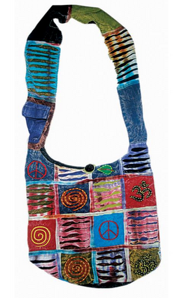 Cotton Square Patchwork Assorted Peace Shapes Bag - HalfMoonMusic