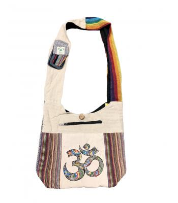 Cotton Hemp Om Print Bag - HalfMoonMusic