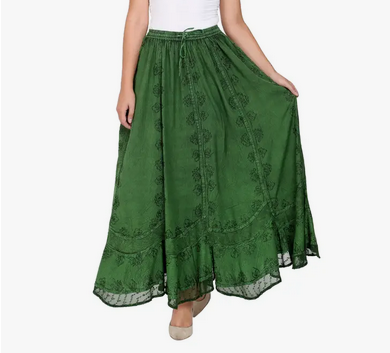 Women's Acid Wash Rayon Maxi Skirt - HalfMoonMusic