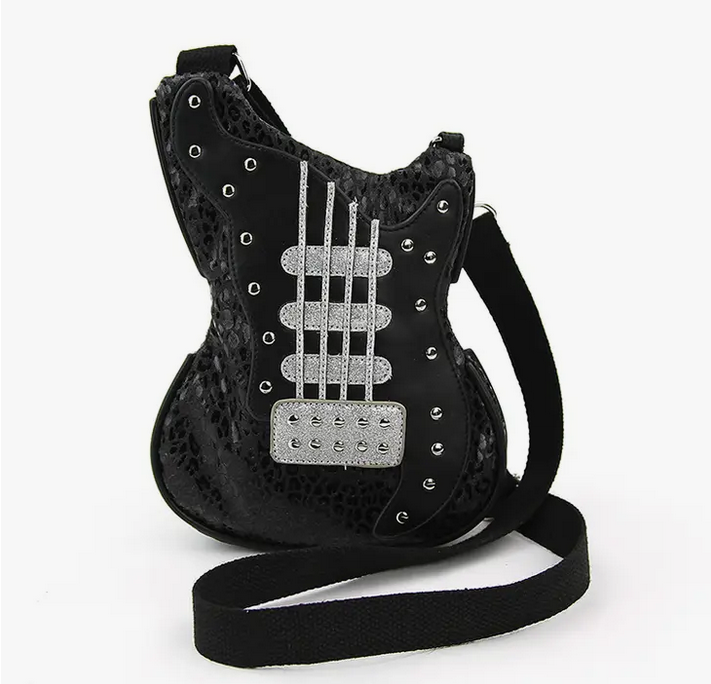 Black Guitar Crossbody Bag - HalfMoonMusic