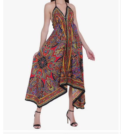 Women's Paisley Scarf Dress - HalfMoonMusic