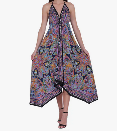 Women's Paisley Scarf Dress - HalfMoonMusic