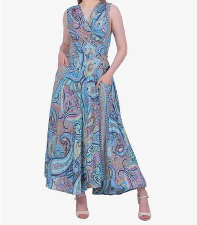 Women's Paisley Print Wrap Dress - HalfMoonMusic