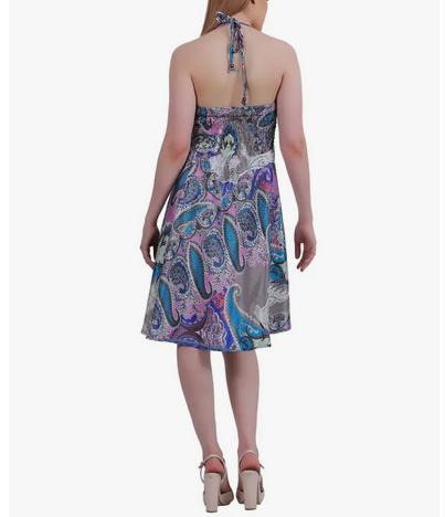 Women's Silk Paisley Halter Dress - HalfMoonMusic