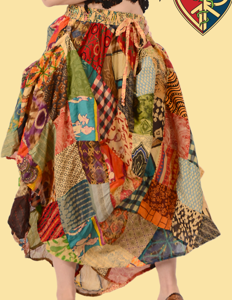Womens Patchwork Festy Style Finger Loop Skirt - HalfMoonMusic