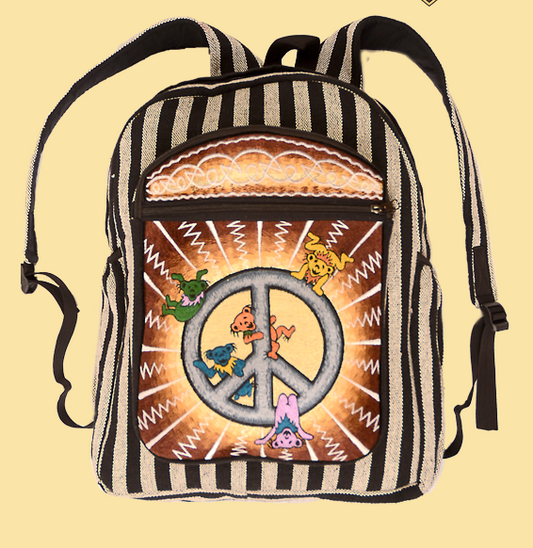 Grateful Dead Dancing Bears Peace Emblem Backpack - HalfMoonMusic