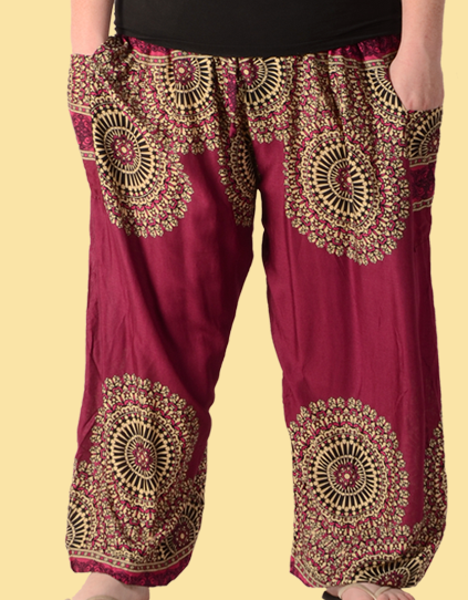 Wheel Of Life Print Harem Pants XL - HalfMoonMusic