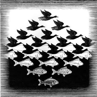 Sky & Water Escher Art Print Poster - HalfMoonMusic