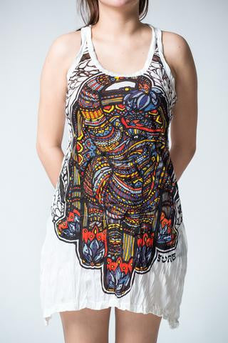 Womens Stained Glass Hamsa Tank Dress - HalfMoonMusic