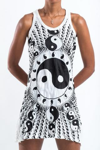 Womens Multi Yin Yang Tank Dress - HalfMoonMusic