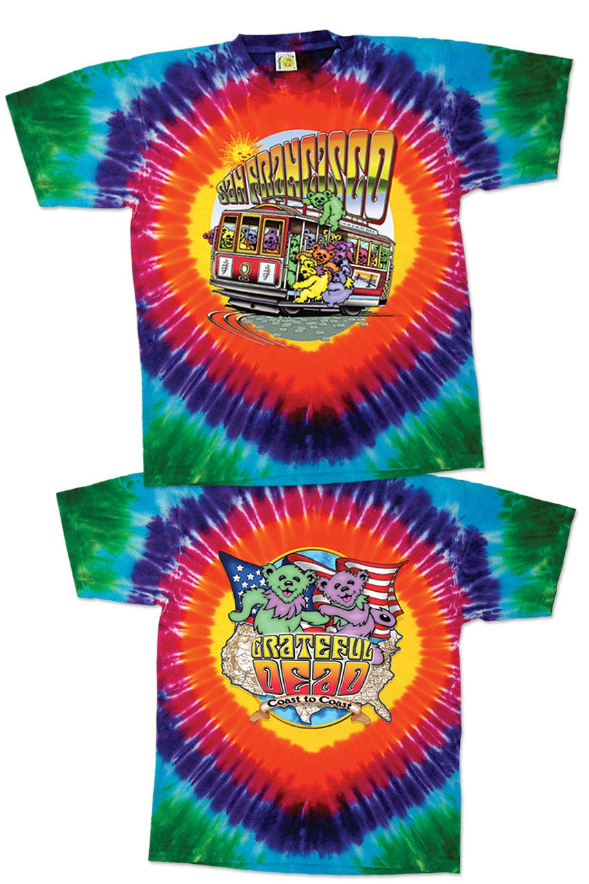 Grateful Dead SF Coast To Coast Tie Dye Mens T-Shirt - HalfMoonMusic