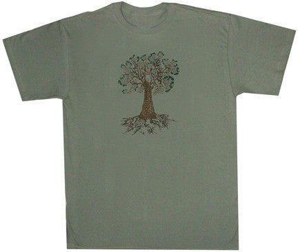 Wood Cut Swirly Tree Art Print T-Shirt - HalfMoonMusic