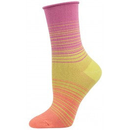 Fading Stripe Comfort Crew Womens Sock - HalfMoonMusic