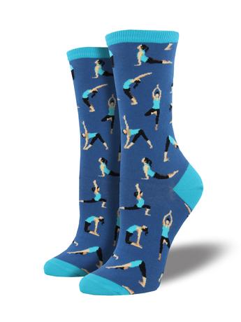 Womens Yoga People Crew Socks - HalfMoonMusic