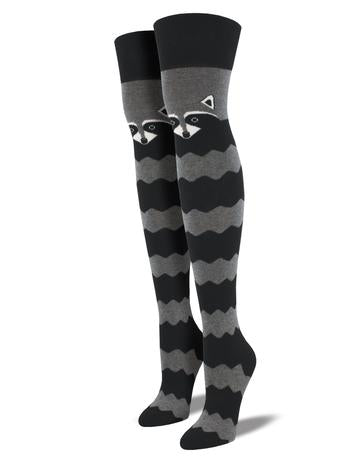 Women's Over The Knee Raccoon Socks - HalfMoonMusic