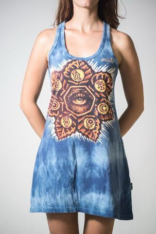 Womens Tie Dye Chakra Eye Tank Dress - HalfMoonMusic