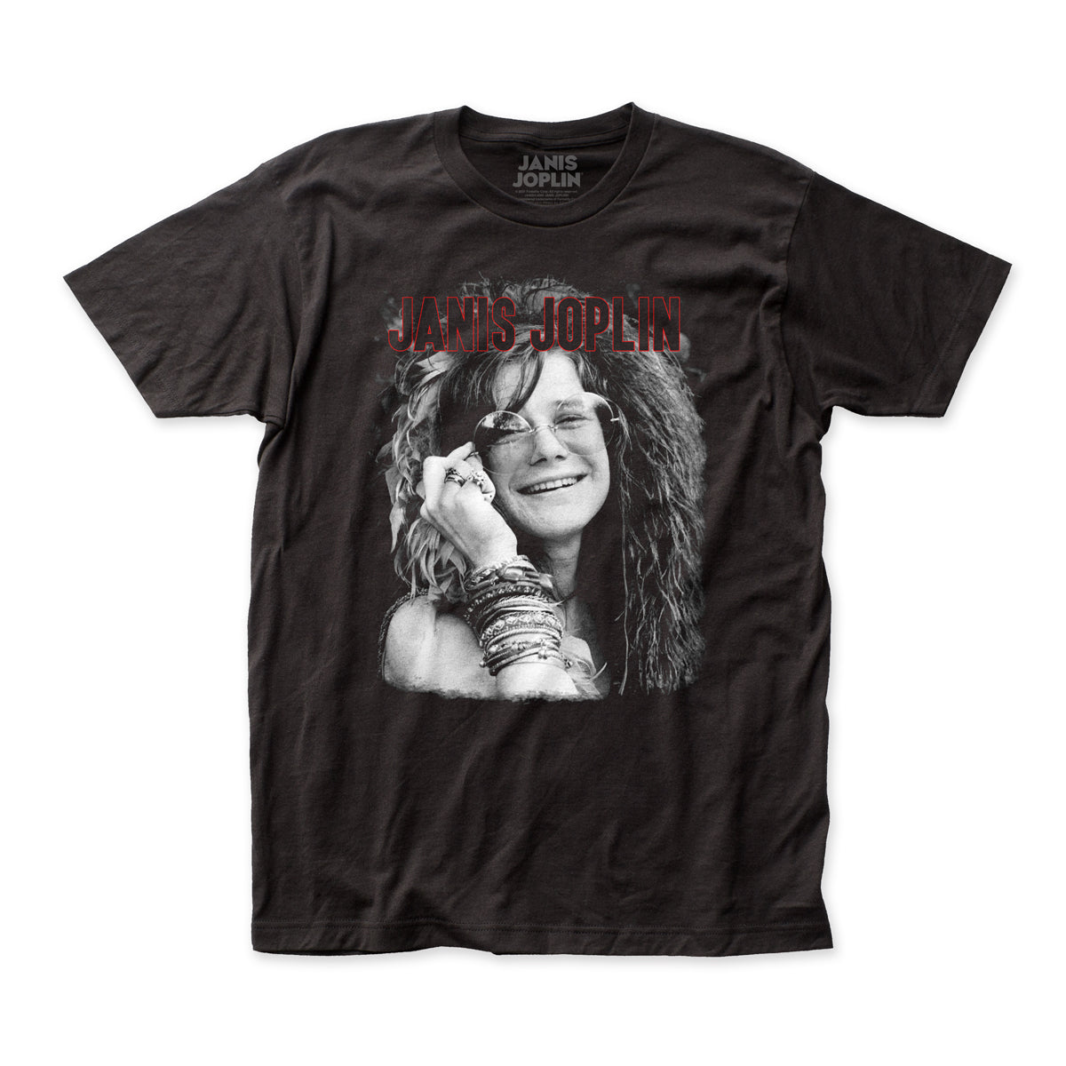Mens Janis Joplin Singing With Glasses T-shirt - HalfMoonMusic