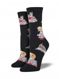 Cats On Books Women's Socks - HalfMoonMusic