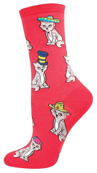 Womens Cats in Hats Socks - HalfMoonMusic