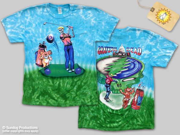 Mens Grateful Dead Golfer Tie Dye Shirt - HalfMoonMusic