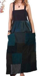 Full Pathwork Corduroy Open Back Tie Dress - HalfMoonMusic