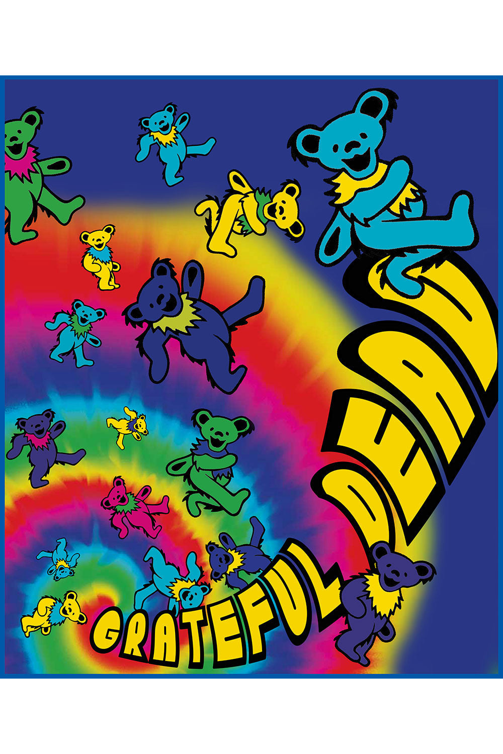 Grateful Dead Spiral Bears Fleece Throw Blanket - HalfMoonMusic