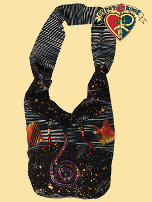 Dark Star Printed Patchwork Cotton Hobo Bag - HalfMoonMusic