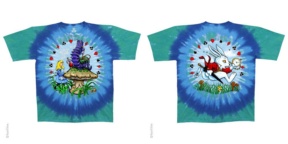 Men's Alice, Caterpillar, and White Rabbit Tie-Dye T-Shirt - HalfMoonMusic