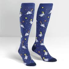 Women's Dinos In Space Socks - HalfMoonMusic