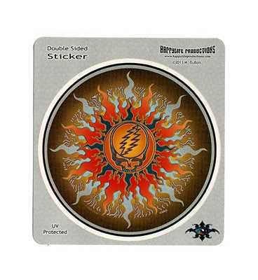 Grateful Dead Double Sided Stealie Flame Sticker - HalfMoonMusic